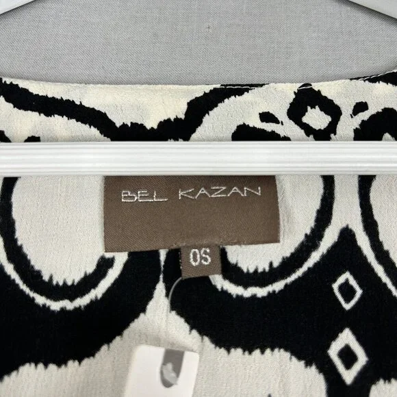 Bel Kazan Anthro Womens Top One Size Black Lois Duster Kimono Motif Resort Beach - Picture 10 of 13